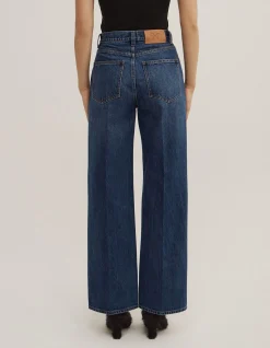 Wide Leg Crease High Rise Full Length Jeans