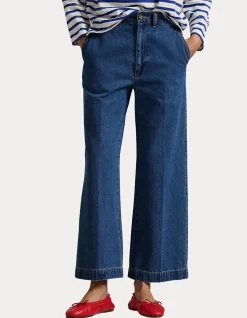 Wide Leg Crop High Rise Denim Jeans