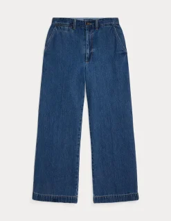 Wide Leg Crop High Rise Denim Jeans