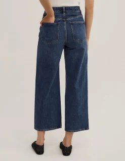 Wide Leg High Rise Crop Denim Jeans