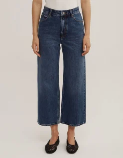 Wide Leg High Rise Crop Denim Jeans