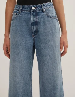 Wide Leg High Rise Crop Denim Jeans