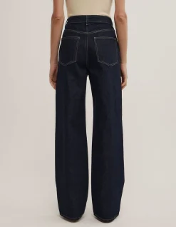 Wide Leg High Rise Raw Denim Jeans