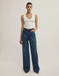 Wide Leg High Rise Raw Denim Jeans