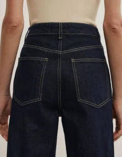 Wide Leg High Rise Raw Denim Jeans