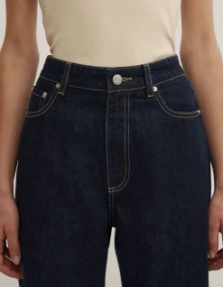 Wide Leg High Rise Raw Denim Jeans