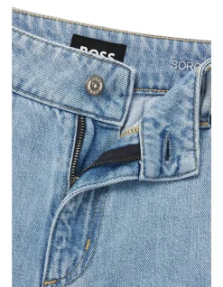 Wide-Leg Short Jeans in Mid-Blue Denim