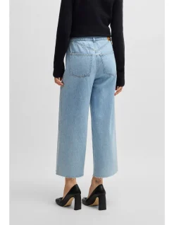 Wide-Leg Short Jeans in Mid-Blue Denim