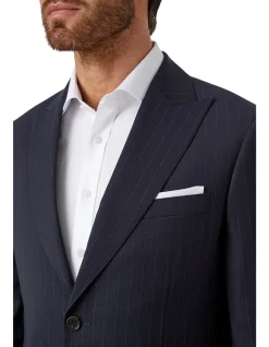 WIDE PINSTRIPE PEAK LAPEL SUIT JACKET