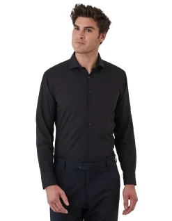 WINTON BLACK LINEN COTTON SHIRT