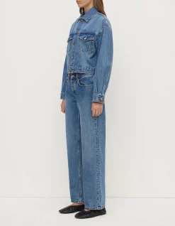 Womens Cropped Denim Jacket Classic Blue