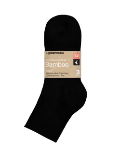 Women's Bamboo Ankle Boot Sock, 3 Pack, Black