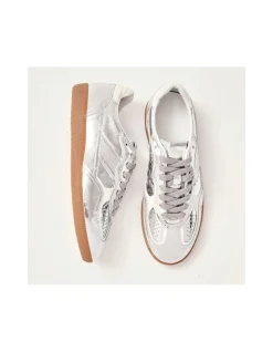 WOMEN'S Rife Shimmer Silver Leather Sneakers
