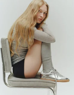 WOMEN'S Rife Shimmer Silver Leather Sneakers