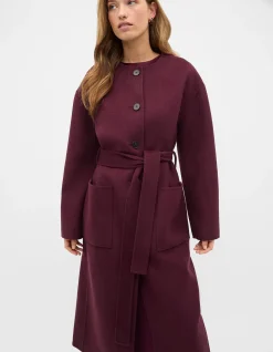 WOOL BLEND COLLARLESS COAT