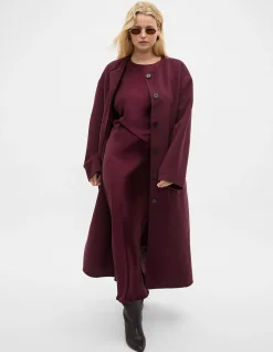 WOOL BLEND COLLARLESS COAT