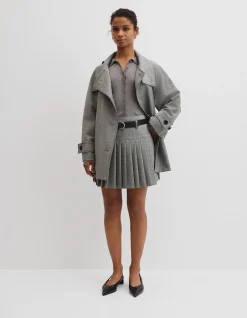 Wool Blend Funnel Check Jacket