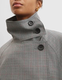 Wool Blend Funnel Check Jacket