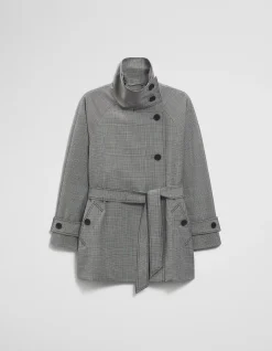 Wool Blend Funnel Check Jacket
