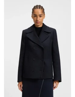 Wool-blend pea coat in a regular fit