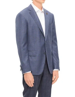 100% WOOL CHECK, 2 BUTTON VICENZA SINGLE BREASTED FULL CANVAS NOTCH LAPEL JACKET