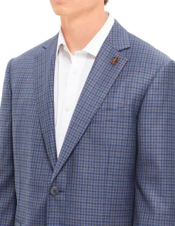 100% WOOL CHECK, 2 BUTTON VICENZA SINGLE BREASTED FULL CANVAS NOTCH LAPEL JACKET