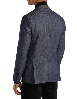 WOOL COTTON DENIM BLAZER