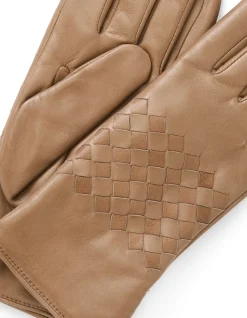 WOVEN LEATHER GLOVES WITH WOOL LINING