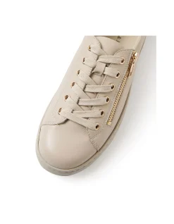 Wovi Zip Detail Leather Casual Sneakers