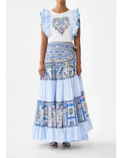 WRAP SKIRT WITH GATHERED PANELS