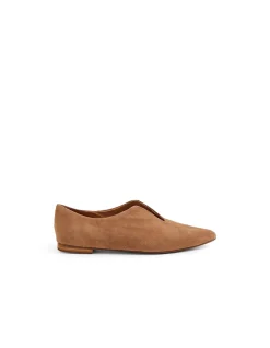 Yagami Cut Out Pointed Suede Flat Pumps