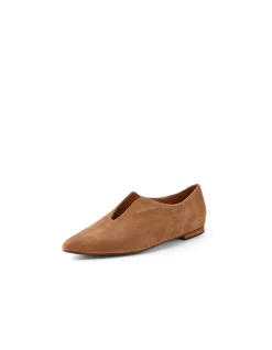 Yagami Cut Out Pointed Suede Flat Pumps