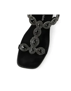Yanni Jewelled Suede Flat Sandals