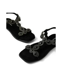 Yanni Jewelled Suede Flat Sandals