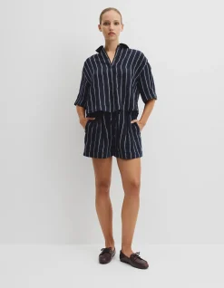 Yarn Dyed Cuff Linen Short