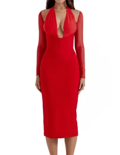 Yasmin Plunge Midi Dress