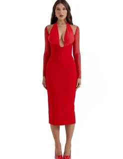 Yasmin Plunge Midi Dress