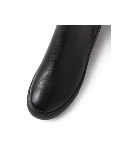 Yogue Black Leather Zip Platform Calf Boots