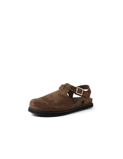ZANY MI Suede Buckle Closed Toe Sandals