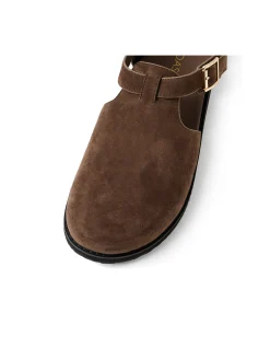 ZANY MI Suede Buckle Closed Toe Sandals