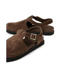 ZANY MI Suede Buckle Closed Toe Sandals