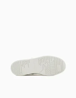 Zar Leather Sneaker with Contrast Panel and Embossed Logo