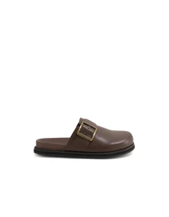 Zebec Buckle Detail Leather Slides