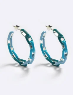 Zip Me Up Enamel Link Hoop Earrings