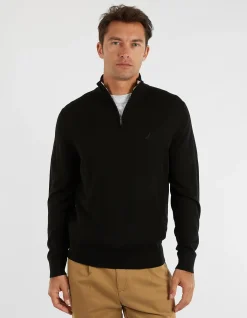 1/4 ZIP AUSTRALIAN MERINO WOOL BLEND SWEATER