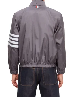 ZIP FRONT RAGLAN TRACK JACKET W/ 4 BAR IN SHINY RIPSTOP