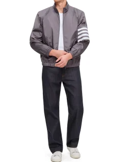 ZIP FRONT RAGLAN TRACK JACKET W/ 4 BAR IN SHINY RIPSTOP
