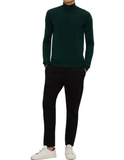 Zip-neck regular-fit sweater in virgin wool