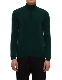 Zip-neck regular-fit sweater in virgin wool