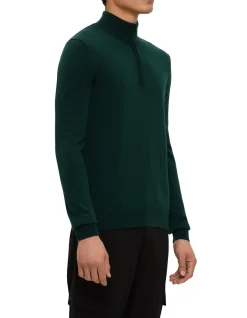 Zip-neck regular-fit sweater in virgin wool